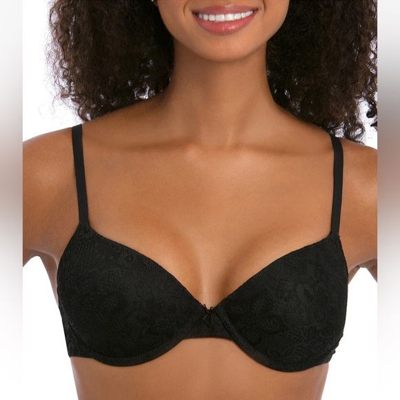 \No Boundaries Women's All Over Lace Push Up Black Bra Converts to Racerback NEW - Picture 1 of 3